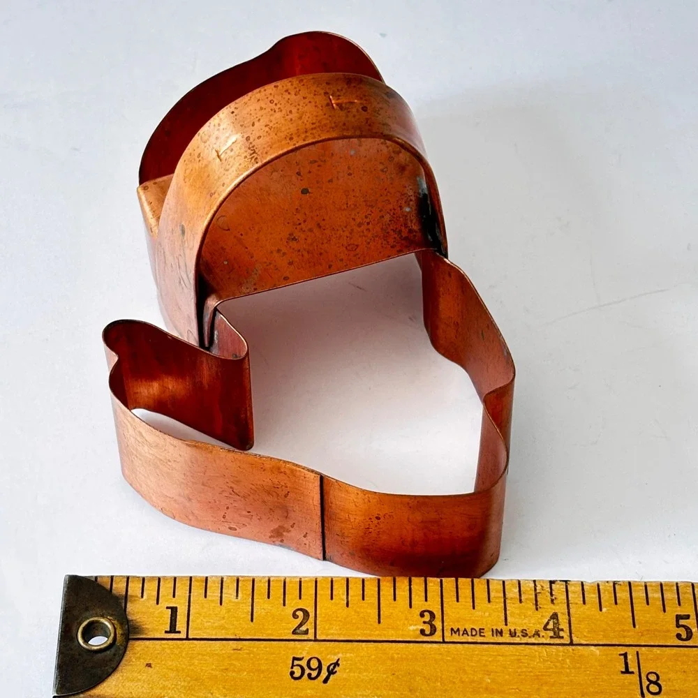 Handmade Copper Cookie Cutter Signed ET VT 2008 Folk Art Farmhouse Decor Vermont